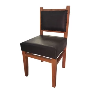 SILLA AUSTIN PIEL ASIENTO TAPIZADO PINO